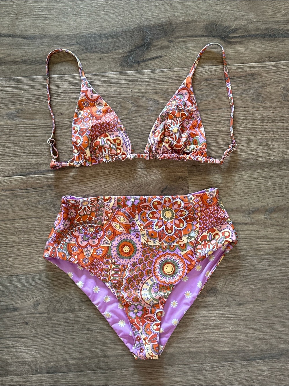 Billabong Smile Floral Retro Print Bikini Swim Set New - Picture 3 of 9